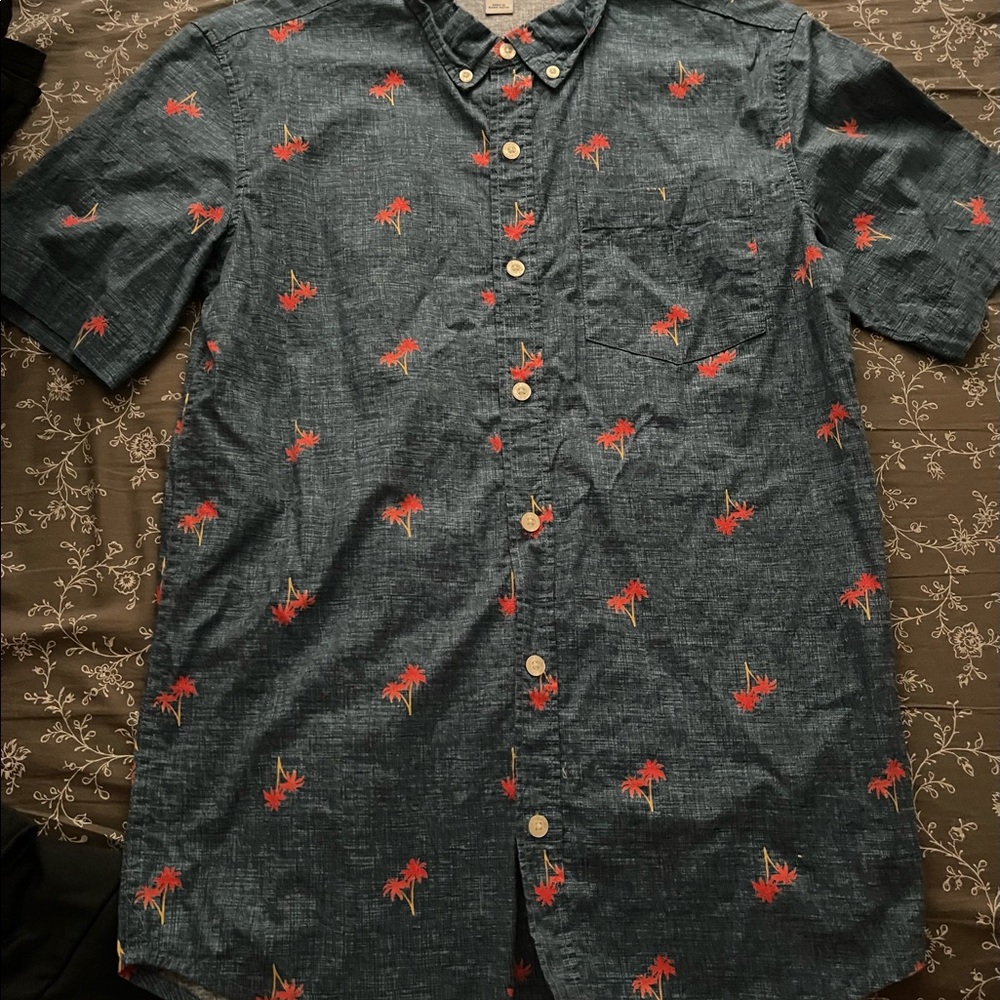 Button Down Shirt with Palm Tree Designs